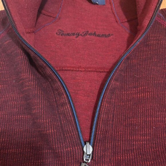 Tommy Bahama Men’s Reversible Flipshore Half Zip Sweater Sz M - Burgandy - Picture 3 of 6